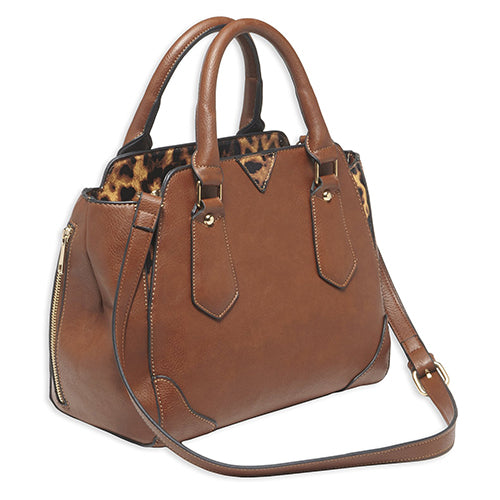 Satchel Style Purse w/Holster Chstnt/Leop